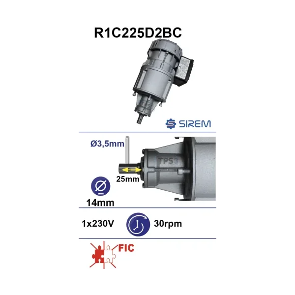 Motorreductor R1C225D2BC 30vpm D:14 L:25