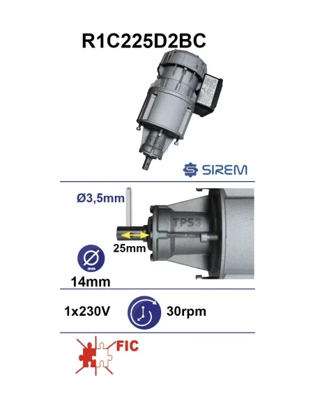 Motorreductor R1C225D2BC 30vpm D:14 L:25