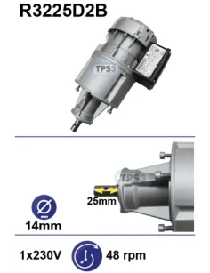 Motoréducteur R3225D2B 48rpm arbre D:14 L:25