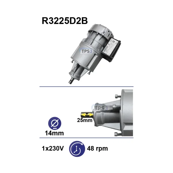 Motoréducteur R3225D2B 48rpm arbre D:14 L:25
