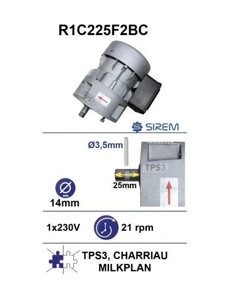 Motorreductor R1C225F2BC 21vpm 230V (Milkplan, Charriau, TPS3)