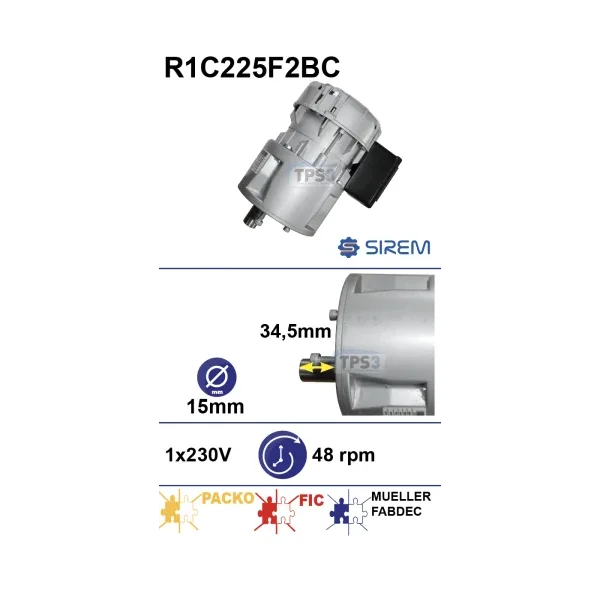 Motorreductor R1C225F2BC 48vpm 230V (Packo, Fic, Mueller, Fabdec)