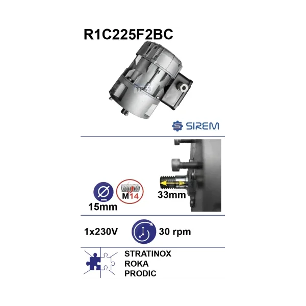 Motorreductor R1C225F2BC 30vmp 230V (Stratinox, Roka, Prodic)