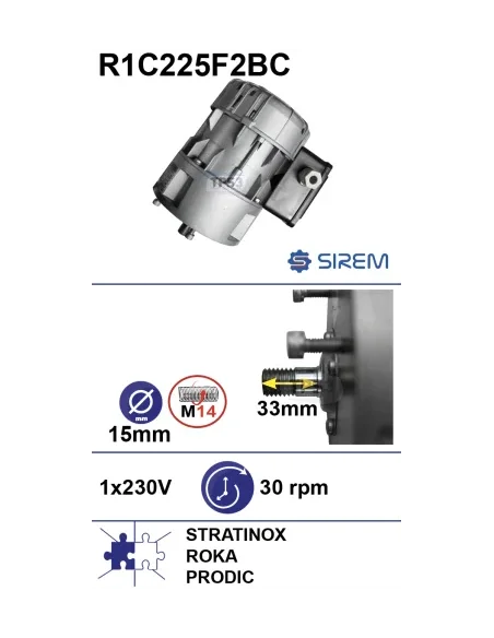 Motorreductor R1C225F2BC 30vmp 230V (Stratinox, Roka, Prodic)