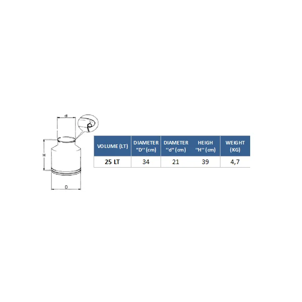Cantara transporte de leche Acero inoxidable con bisagras y capacidad de 25 Litros-0