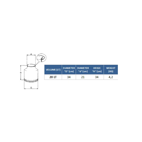 Cantara transporte de leche Acero inoxidable con bisagras y capacidad de 20 Litros-0