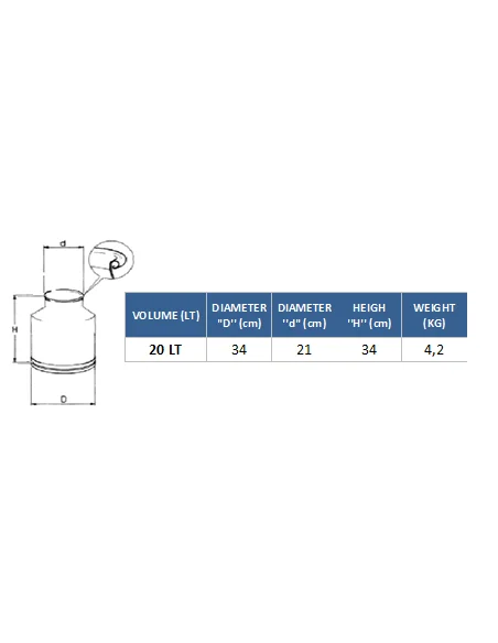 Cantara transporte de leche Acero inoxidable con bisagras y capacidad de 20 Litros-0