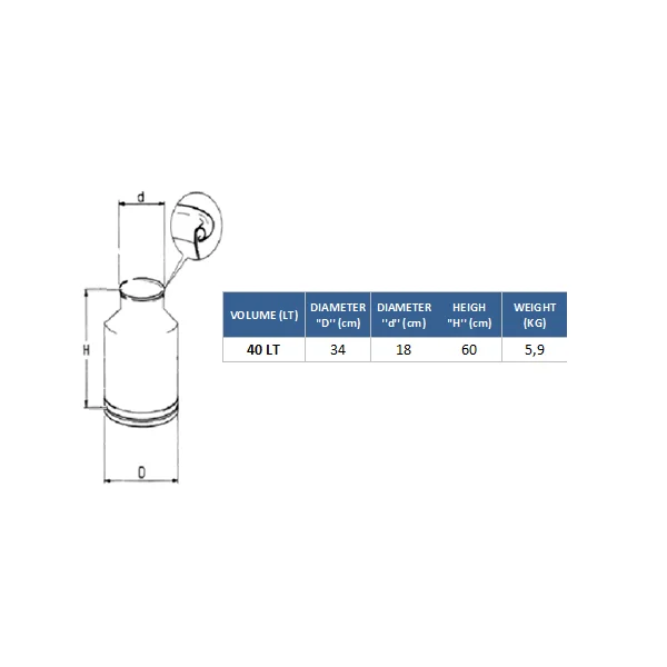 Cantara de acero inoxidable con capacidad de 40 Litros para maquina de ordeño -0