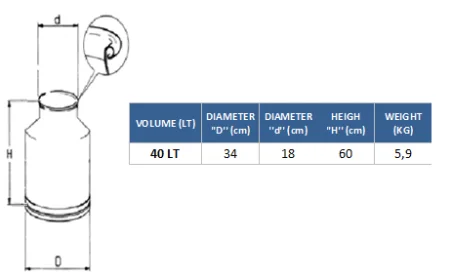 Cantara de acero inoxidable con capacidad de 40 Litros para maquina de ordeño -0