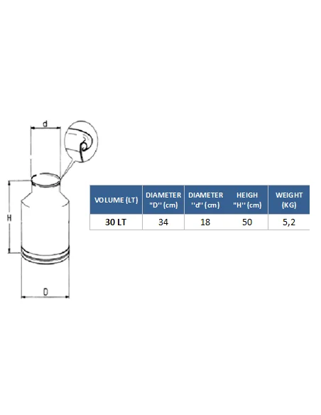 Cantara de acero inoxidable con capacidad de 30 Litros para maquina de ordeño con asa-0