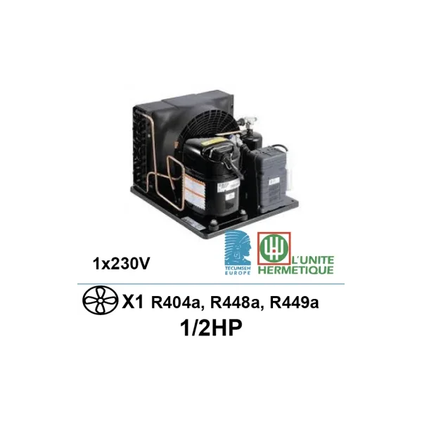 Unidad de refrigeración 230V 1/2hp compresor de pistón