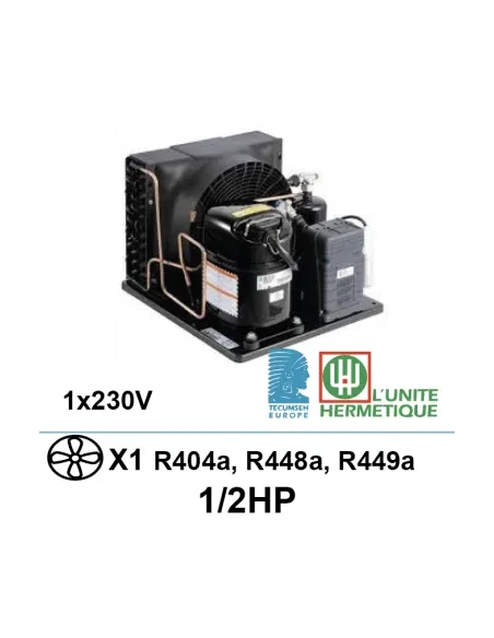 Unidad de refrigeración 230V 1/2hp compresor de pistón