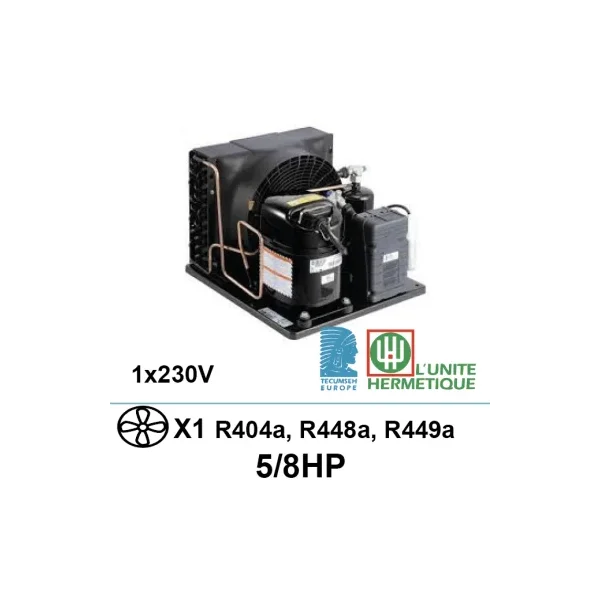 Unidad de refrigeración 230V 5/8hp compresor de pistón