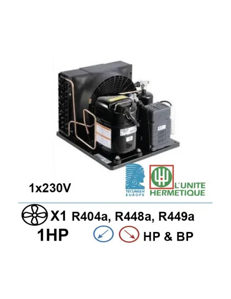 Unidad de refrigeración 230V 1hp compresor de pistón