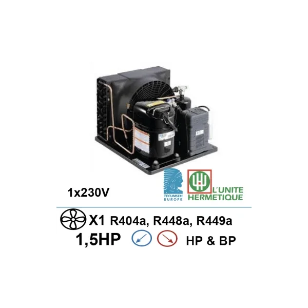 Unidad de refrigeración 230V 1,5hp compresor de pistón