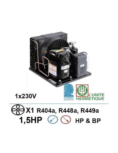 Unidad de refrigeración 230V 1,5hp compresor de pistón