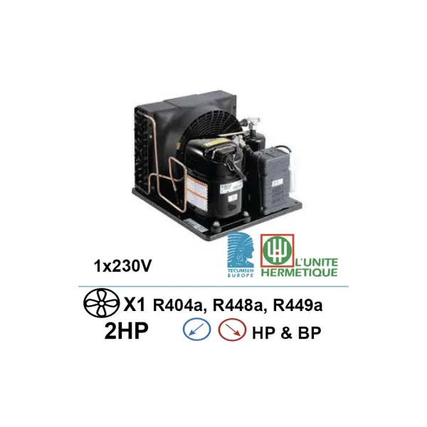 Unidad de refrigeración con compresor de pistón de 230 V y 2 canales