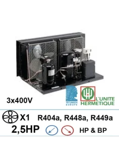 Unidad de refrigeración 3x400V 4,5hp compresor de pistón