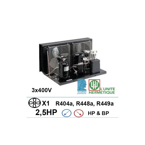 Unidad de refrigeración 3x400V 4,5hp compresor de pistón