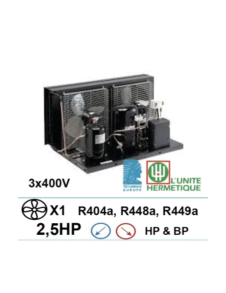 Unidad de refrigeración 3x400V 4,5hp compresor de pistón