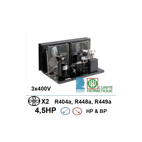 Unidad de refrigeración 3x400V 4,5hp compresor de pistón