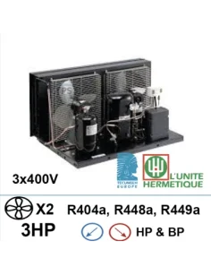 Unidad de refrigeración 3x400V 4hp compresor de pistón