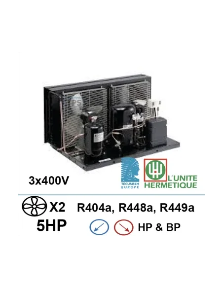 Unidad de refrigeración 3x400V 4hp compresor de pistón