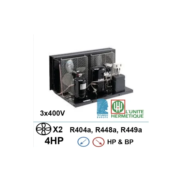 Unidad de refrigeración 3x400V 6hp compresor de pistón