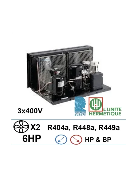 Unidad de refrigeración 3x400V 6hp compresor de pistón