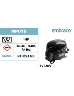 Compresseur EMBRACO NT6224GK 1x230V 50Hz 1ch