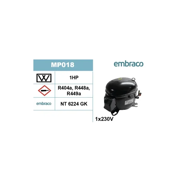 Compresseur EMBRACO NT6224GK 1x230V 50Hz 1ch