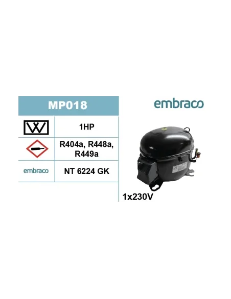 Compresseur EMBRACO NT6224GK 1x230V 50Hz 1ch