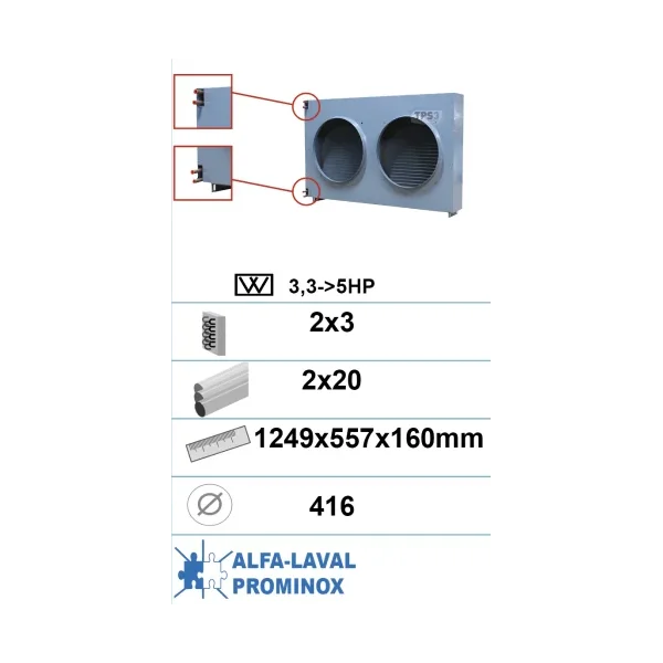 Condensador con tratamiento epoxi doble circuito 3 capas 20 tubos