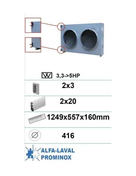 Condensador con tratamiento epoxi doble circuito 3 capas 20 tubos