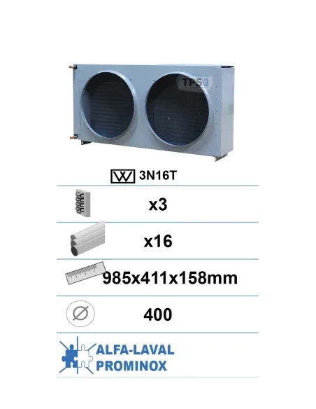 Condensador con tratamiento epoxi 3 capas 16 tubos
