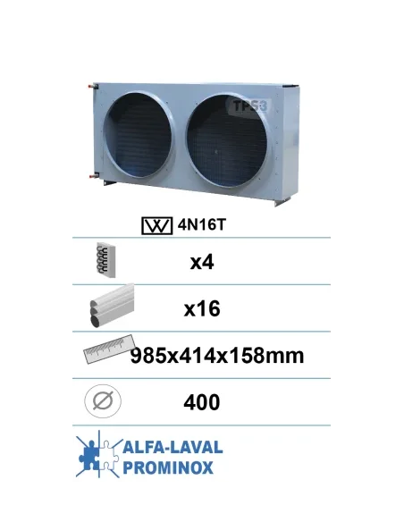 Condensador con tratamiento epoxi 4 capas 16 tubos
