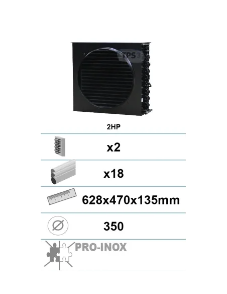 Condensador con tratamiento epoxi 2 capas 18 tubos 2Ch