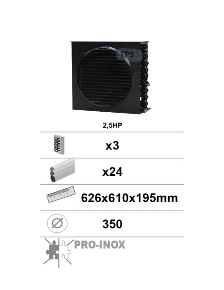Condensador con tratamiento epoxi 3 capas 24 tubos 2,5Ch