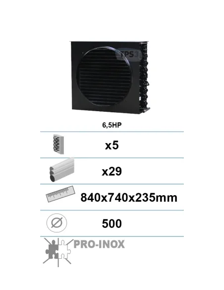 Condensador con tratamiento epoxi 5 capas 29 tubos 6,5Ch