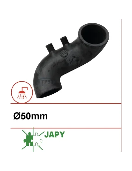 Codo de goma 90° Ø50 2 salidas de detergente (Japy)