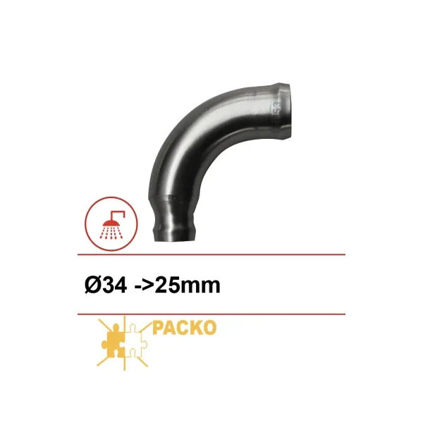 Codo de acero inoxidable de suministro reducido 34-25 (Packo)