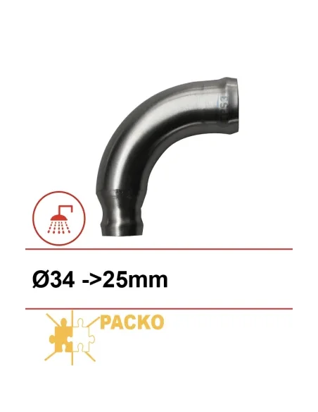 Codo de acero inoxidable de suministro reducido 34-25 (Packo)