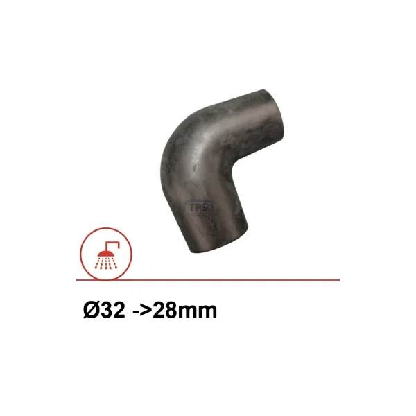 Codo de goma reducido 90° Ø32/28