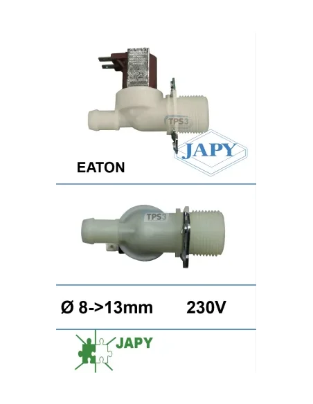 Electroválvula entrada de agua sencilla 230V Eaton Ø int. 8 - Ø ext. 13 (Japy)