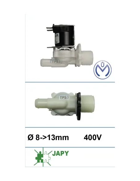Electroválvulas entrada de agua sencilla 400V Müller Ø int. 8 - Ø ext. 13 (Japy)