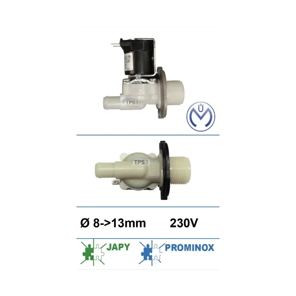 Electroválvulas entrada de agua sencilla 230V Müller Ø int. 8-ext. 13 (Japy, Prominox)