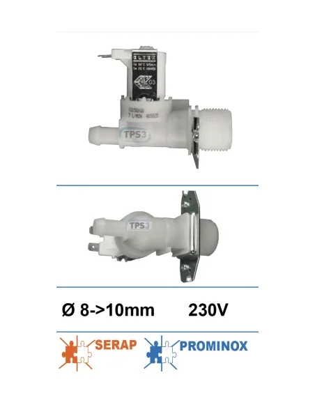 Electrova?lvulas de entrada de agua sencilla 230V Ø int. 8 - Ø ext. 10 (Serap/Pr
