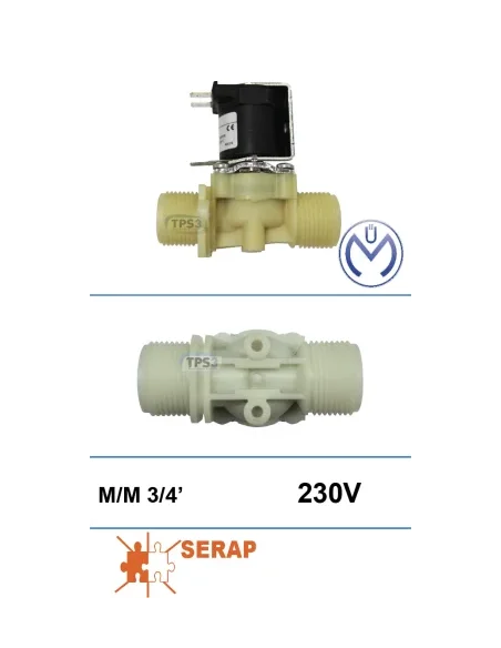 Electroválvula de entrada de agua simple recta Müller 230V DN 3/4 macho/macho (Serap, Prominox)