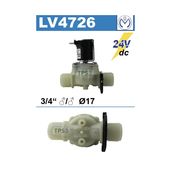 Electrovanne d’arrivée d’eau simple droite Müller 24Vdc 3/4’’ mâle/mâle D17