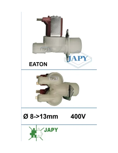 Electroválvulas entrada de agua doble 400V Eaton Ø int. 8 - Ø ext. 13 (Japy)